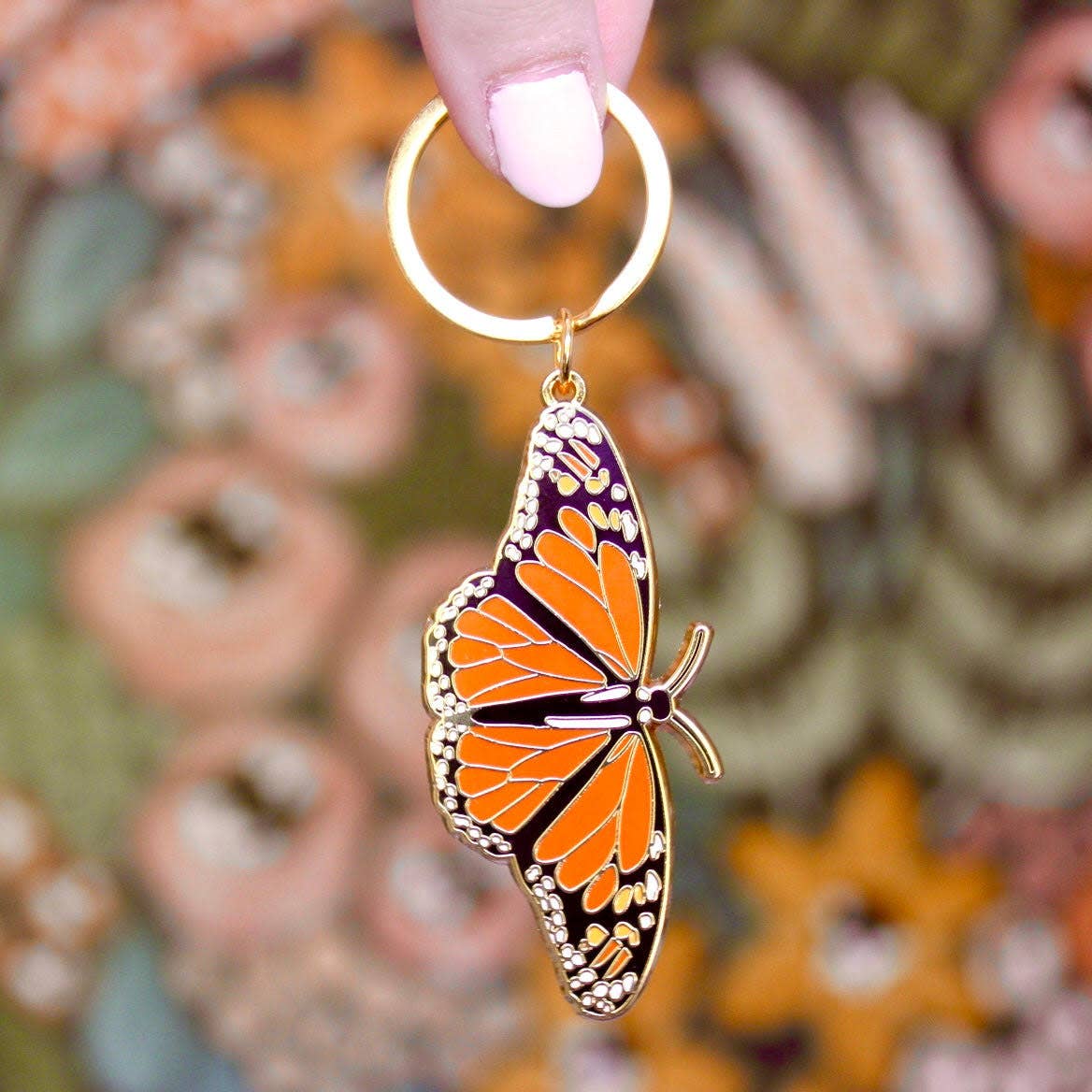 Monarch Butterfly Metal Keychain 2.5x1 in.