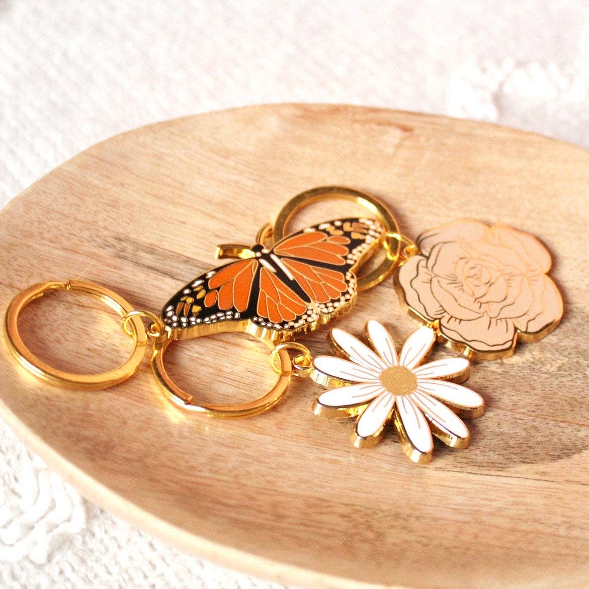 Monarch Butterfly Metal Keychain 2.5x1 in.