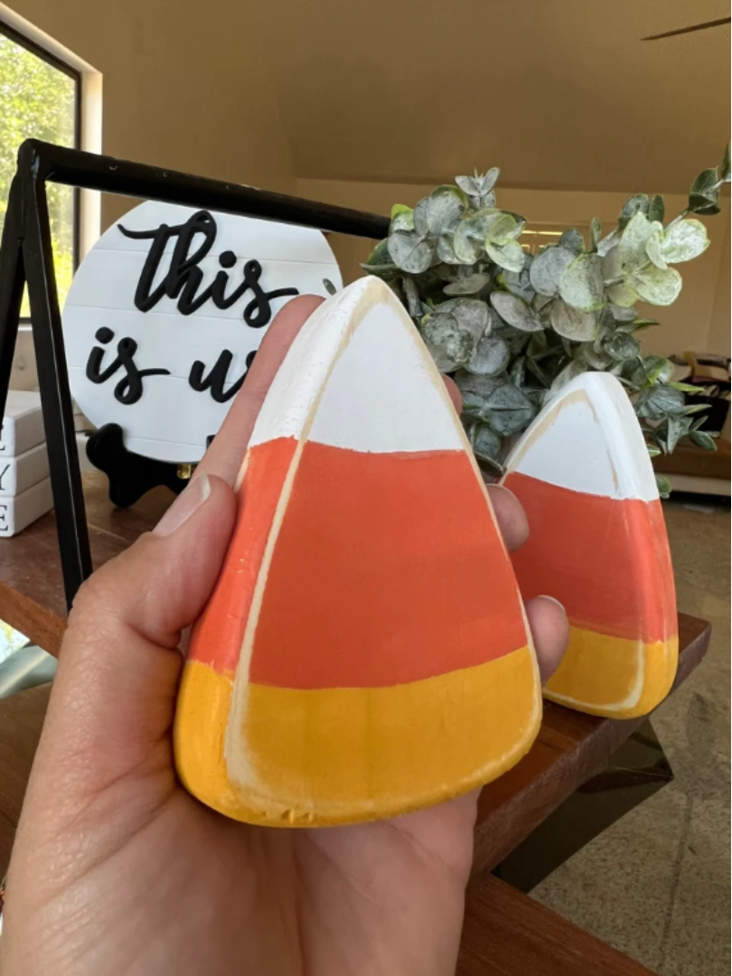 Candy corn wood block