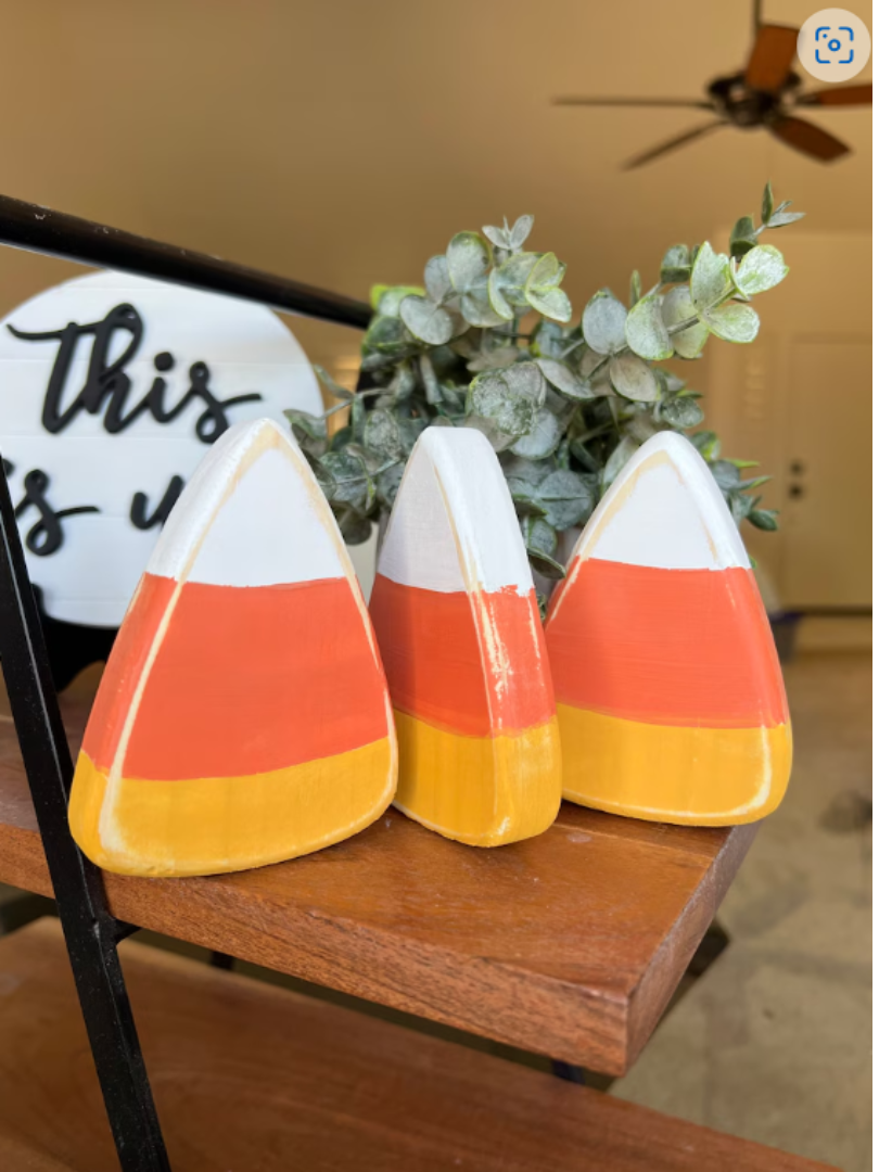 Candy corn wood block