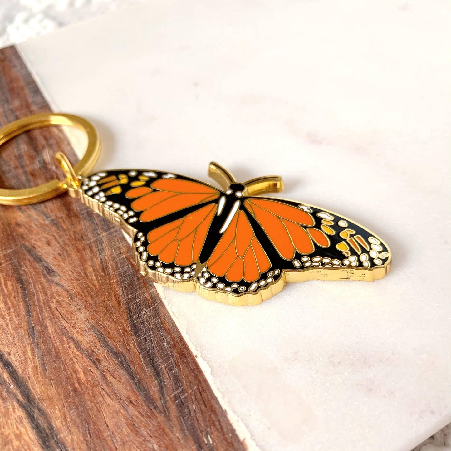 Monarch Butterfly Metal Keychain 2.5x1 in.