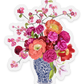 Clear Bouquet in Blue and White Vase Sticker, 2.7inx3.25 in.