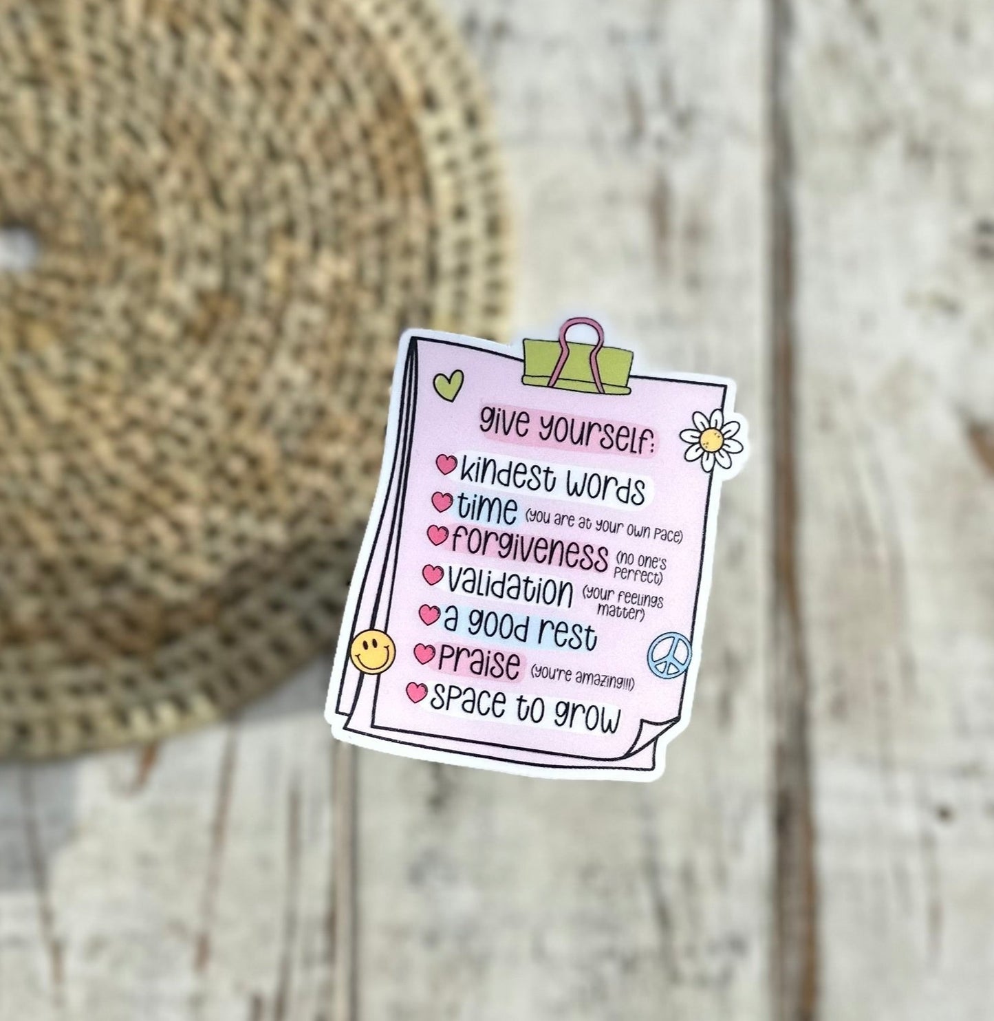 Give yourself kindest words waterproof sticker