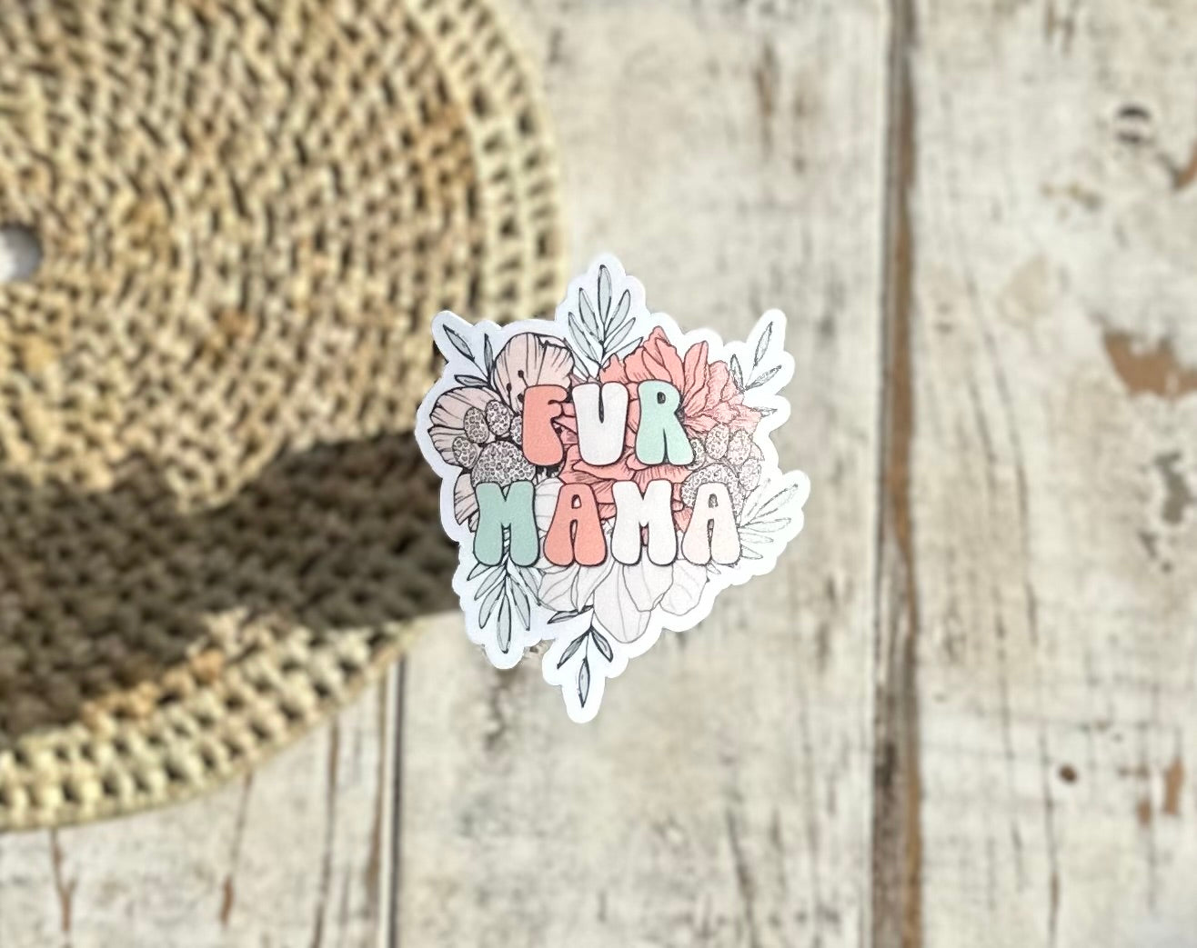 Fur Mama floral waterproof sticker