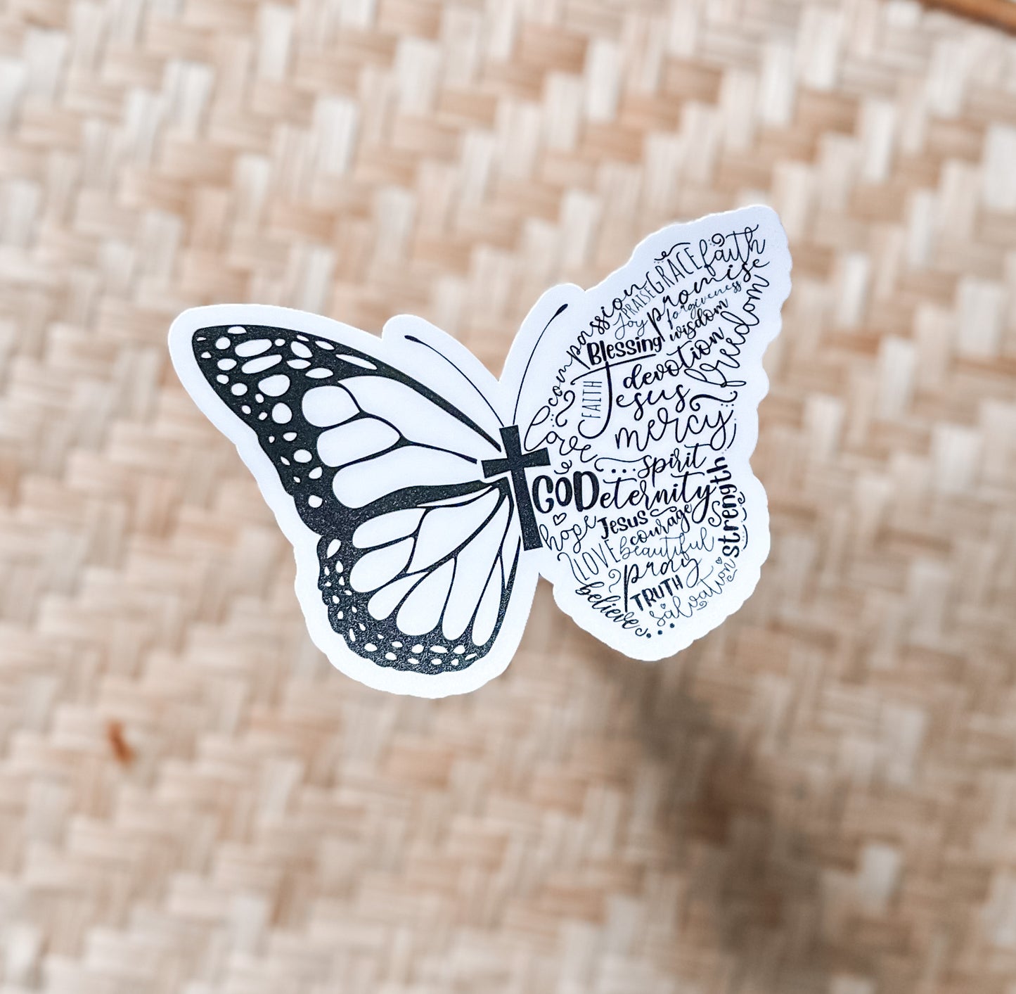 God butterfly waterproof sticker